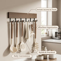 Cabinet Wall Decor Organizer, Vintage Style Utensil Holder & Ladle Rack, Mounted Kitchen Hooks for Hanging No-Drill Closet Storage