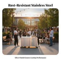 Caster Wheels with Brakes Stainless Steel Food Cart Easy to Maneuver Foldable Vending Cart Large Storage Capacity Mobile Snack Stall Sturdy Construction for Small Business Owners, Entrepreneurs, Night Markets, Outdoor Events, Temporary Shops