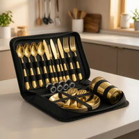 Stainless Steel Dining Cutlery Set Picnic Cutlery Set with Carrying Case Reusable Mess Kit for Camping, Picnics