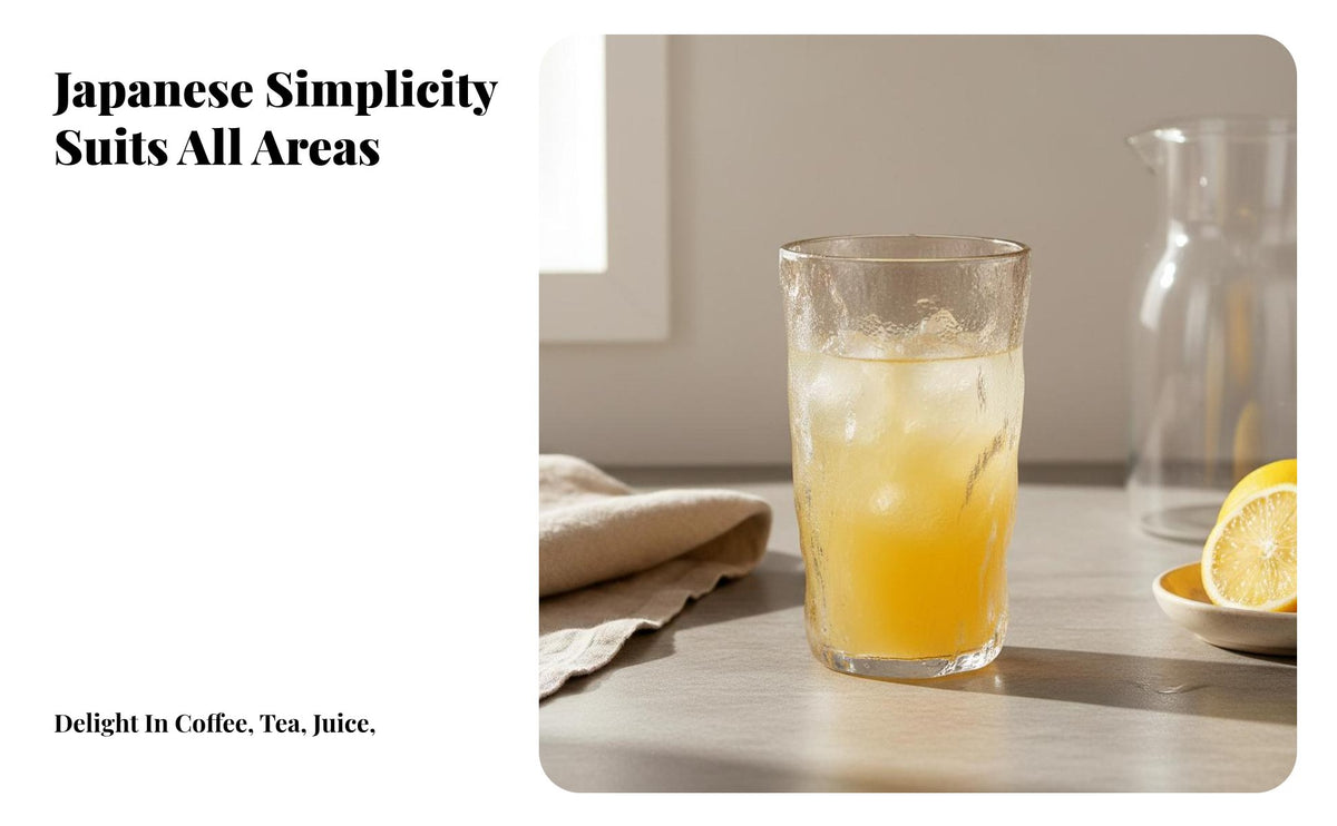 Glacier Texture Glass Large Capacity Japanese Design Drinking Glass All-Purpose Frosted Textured Tumbler for Homeowners, Kitchen, Dining Room, Office