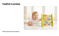 Multifunctional Wooden Alphabet and Number Frame Solid Wood Construction Flip Block Learning Toy for Toddlers, Preschool, Playroom