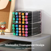 Multi-Slot Marker Rack Clear View Multi-Compartment Holder Space-Saving