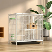 Guinea Pig Cage and Multi-Level Pet Cage, Metal Wire Small Animal Enclosure, Squirrel Cage Indoor with 1.5cm Bar Spacing and Removable Out Tray