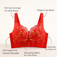 Support Bra with Full Coverage Lace Design for Plus Size Women, Underwire and Multi-Hook Closure for Everyday Comfort and Fit, Minimizing Silhouette