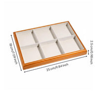 Solid Wood Frame Linen Band Holder Tray Scratch Protection Wooden Jewelry Display Tray for Dresser Top, Closet