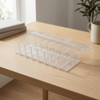 7 Divider Boards Acrylic Card Storage Box Removable Dividers Clear-Lid Card Box