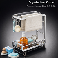 Bathroom Sink Organizer and Drain Rack for General Public, 304 Stainless Steel Tidy Organiser, Versatile Countertop Sponge