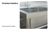 Standing Stainless Steel Sink Heavy Duty Commercial Kitchen Sink with Stand Rust Resistant Stainless Steel Wash Basin with Shelf for Garage, Garden