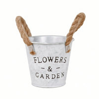 Whitewashed Planter Planter with Rope Handles Vintage Metal Planter Planter Rustic Decorative Flowerpot Farmhouse for Indoor Display, Balcony