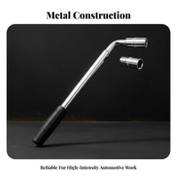 Labor-Saving L-Shaped Wheel Brace Heavy Duty Steel Construction Telescopic Lug Wrench Non-Slip Grip for Roadside Emergency, Garage