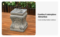 Faux Sta Finish Slatted Outdoor Bench Multi-Functional Design Modular Slatted Seat Weather-Resistant Plant Pedestal Decorative Accent for Gardeners, Homeowners, Couples, Balcony, Courtyard, Rooftop, Backyard
