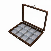 Wood Grain Finish Jewelry Display Tray Clear Top Necklace Display Tray Slim Storage Box Household Organization Space-Saving for Retail Counter, Boutique