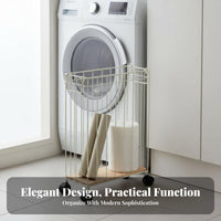 Rolling Laundry Basket Space Saving Rolling Laundry Basket Multi-Functional Metal Wire Hamper for Small Areas, Washroom, Dorm Room