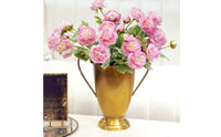 Brass Vase with Handles Metal Handled Flower Vase Ornate Urn for Table Centerpiece