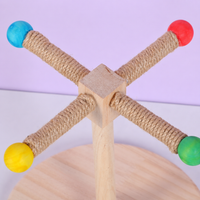 Wood Parrot Stand, Chewable Windmill Perch for Cockatiel Budgie Conure, Rotating Avian Companion Play Stand Playground