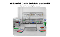 Easy to Clean Restaurant Bus Cart Rust Resistant Stainless Steel Utility Cart 360° Swivel Casters 3 Tier Food Service Trolley Locking Wheels for Hotel Employees, Cafeteria Workers, Homeowners, Banquet Hall, Warehouse, Hospital, Laboratory