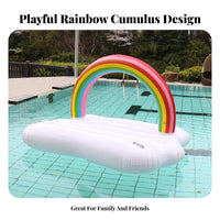 Large Capacity Rainbow Raft Ing Island Heavy Duty Rainbow Cumulus Pool Raft for Families, Party Goers, Lake, Beach