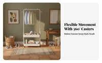 Rolling Coat stand featuring Shelves Freestanding for Closet, and aesthetic aficionados
