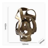 Abstract Geometric Sculpture Textured Metallized Interwoven Aluminum Ornament Tabletop Display Hollow Metal Sculpture for TV Stand