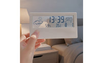 Multifunctional LCD Weather Station Clock Temperature and Humidity Display Multifunction Alarm Clock Minimalist Design Home Electronics for Bedside