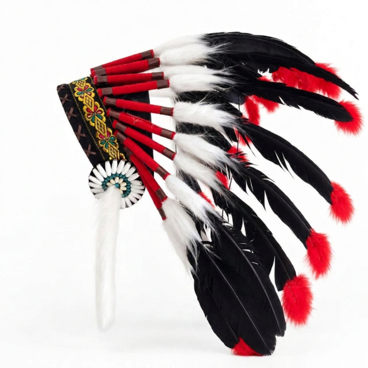 Native-Inspired Costume Headdress with Feathers Colorful Feather Headpiece with Headband Multicolor Feather Headpiece Woven for Cosplayers, Performers, Photo Shoots, Stage Performances