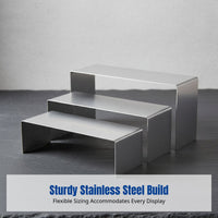 U-Shaped Shoe Display Stand, Stainless Steel Handbag Organizer, Retail Fixture, Multi-Height, Mirror Surface