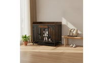 Easy to Clean Dog Crate with Pull-out Tray Sturdy Wooden Dog Crate Compact Storage Pet Cage Rustic for Bedroom