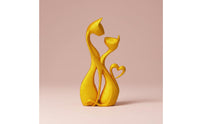 3D Printed Romantic Cat Couple Ornament Elegant Outline Romantic Cat Couple Statue Easy to Clean for Couples, Housewarming