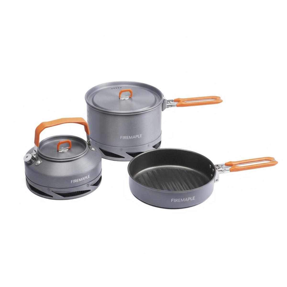 Hard Anodized Aluminum Camping Cook Set Foldable Handles Camping Cooking Set Compact Design for Backpackers, Campers, Hiking, Picnic