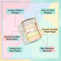 Washi Tape Set for Journal Decorating, Colorful Masking Rolls for Scrapbooking Planner Accessories, Decorative Craft Supplies Gift Pack
