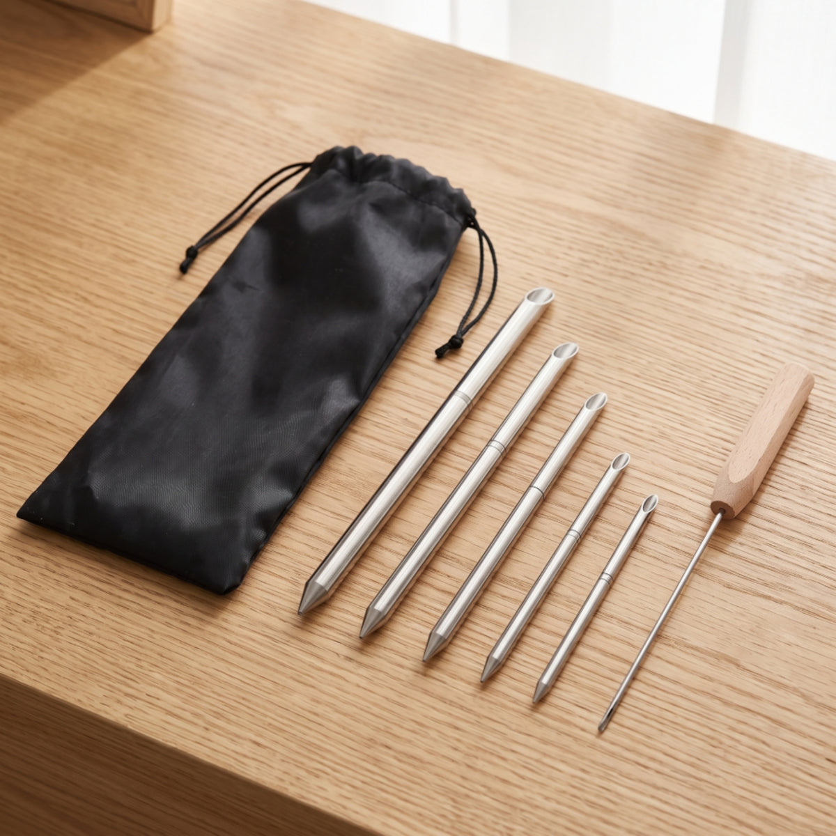 rope splicing tool kit with Wooden Handle Paracord Threading Tool with Pouch Smooth Paracord Threader Set for Crafters