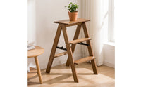 Folding Ladder Stool Space-Saving Three-Step Ladder Wood-Grain Folding Step Stool for Apartment