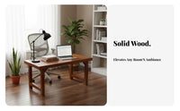 Solid Wood Desk Spacious Workspace Solid Wood Computer Table Sturdy and Wooden Computer Table for Remote Workers, Professionals, Bedroom