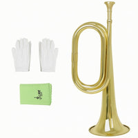 Ceremonial Brass Bugle with Gloves Compact Instrument Long-Lasting for School Bands
