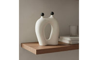 Ceramic Art Statue Smooth Matte Finish Abstract Sculpture Elegant Modern Hollow Sculpture for Living Room