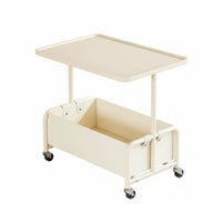 Minimalist Design 2-Tier Trolley Table Mobile Design 2-Tier Rolling Organizer 360° Rotating Wheels Storage Cart Spacious Tabletop for Apartment Dwellers, Homeowners, Away Ice Workers, Living Room, Bedroom, Small Areas, Kitchen