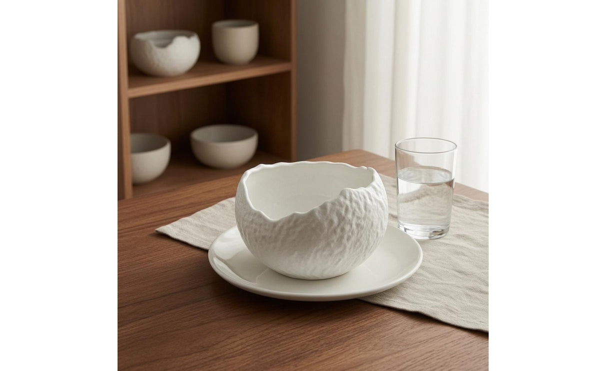 Deep Ceramic Salad Bowl Matte Tableware Large Capacity