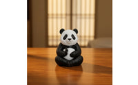 Resin Pandas Figurine Compact Desk Ornament Hand-Painted for Meditation Corner