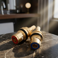 2 Pieces Replacement Brass Faucet Ceramic Good Sealing Faucet Ceramic Stem Solid Plumbing Part High-Quality for DIYers, Plumbers, Kitchen