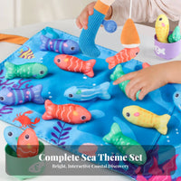 Interactive Play Textile Aquatic Creature Catching Game Hand-Eye Coordination Soft Fishing Toy Set Develops Fine Muscle Skills for Toddlers