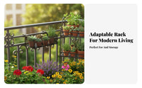 Space-Saving Hanging Railing Planter Rack Tiered Design Railing Pot Rack Easy to Hang Plant Stand long-lasting for Apartment Dwellers, Gardeners, property owners, Balcony, Fence, Patio, Porch