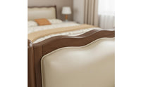Solid Wood Bed Retro Style Storage Headboard Bed Easy to Clean for Guest Room