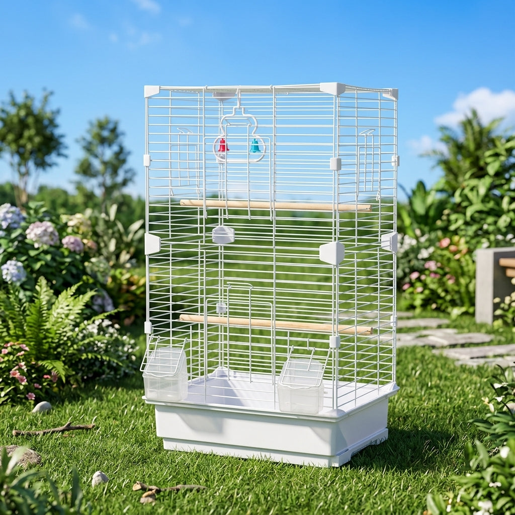 Large Bird Cage Castle Cage Bird Villa, Iron Metal Double Layer Single Compartment Large Space, Spacious Home Habitat for Cockatiel and Budgie