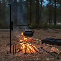 Foldable Stainless Steel Camping Fire Pit Grill with Griddle for Patio and Outdoor Cooking