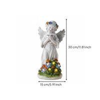 LED Lights Resin Angel Sculpture Lamp Auto on Deactivated Solar Angel Statue Floral Design Solar Garden Statue Waterproof