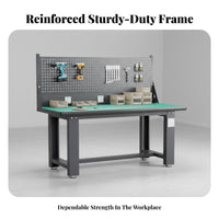 Anti Repair Station High Load Capacity Heavy-Duty Workbench Reinforced Frame Garage Work Table for Factory Workers, Research Facility, Warehouse, Shed