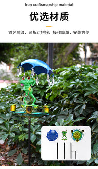 Iron Frog Bird Feeder for Garden Decoration, Lawn Stake or Hanging