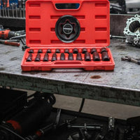 19 Pieces 6 Point Design External Torx Hex Socket Set High Rotational Force 1/2 Drive Heavy-Duty Socket Set Cr-V Steel for Mechanics