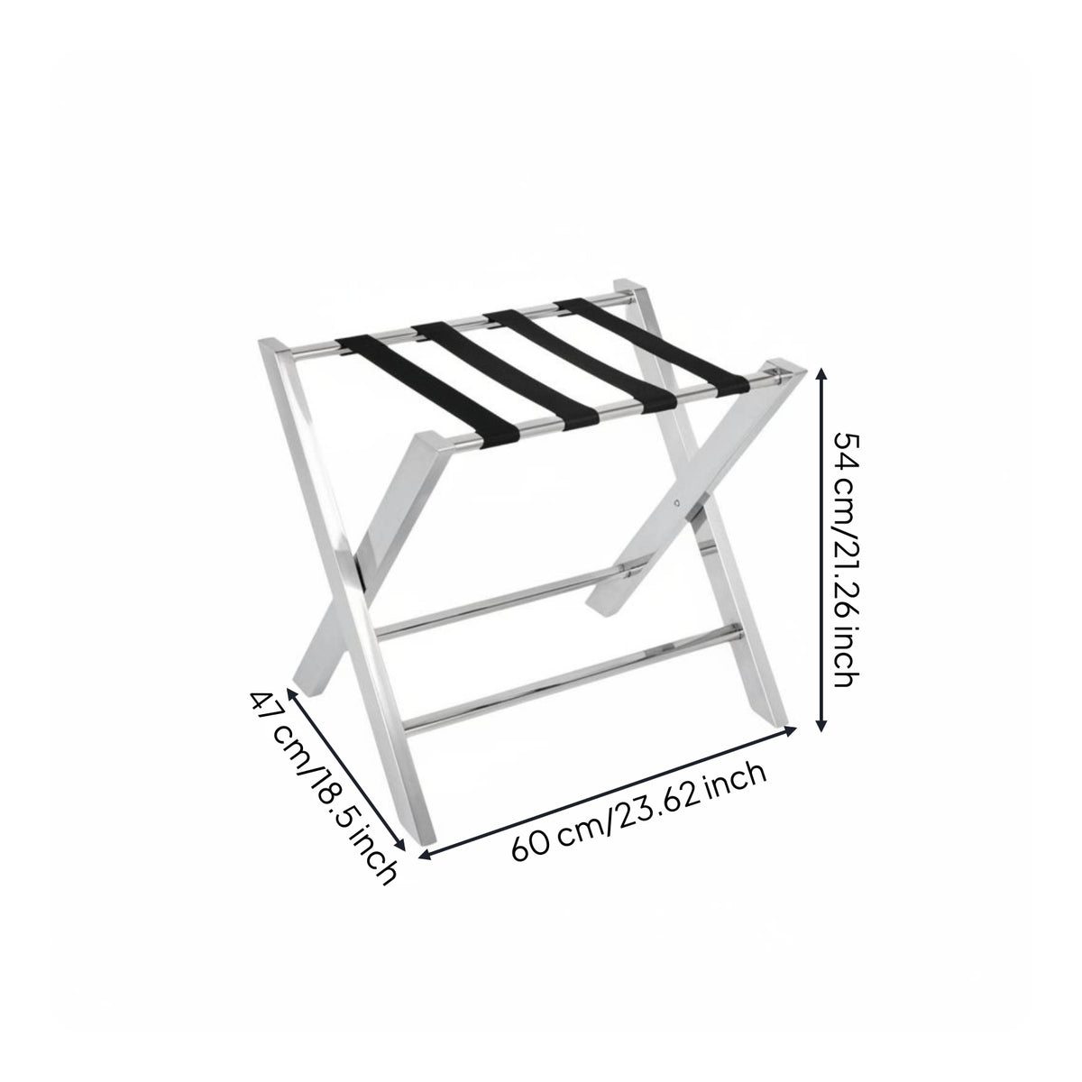 Space Saving Stainless Steel Luggage Rack Heavy Duty Foldable Suitcase Rack Sturdy Travel Furniture