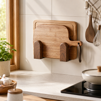 Walnut Pot Lid Rack With Drain Tray, Pan Lid Holder No Drill Lid Holder, Cupboard Lid Storage For Pots & Pans